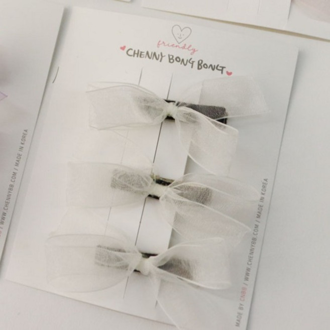 채니봉봉 여아용 리틀 드리머 리본 집게핀 3p 세트