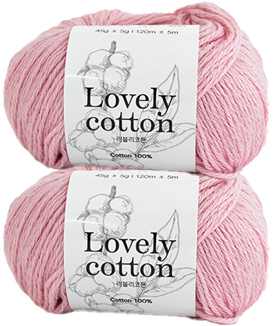 yarna 러블리코튼뜨개실 45g, 520 핑크, 2개