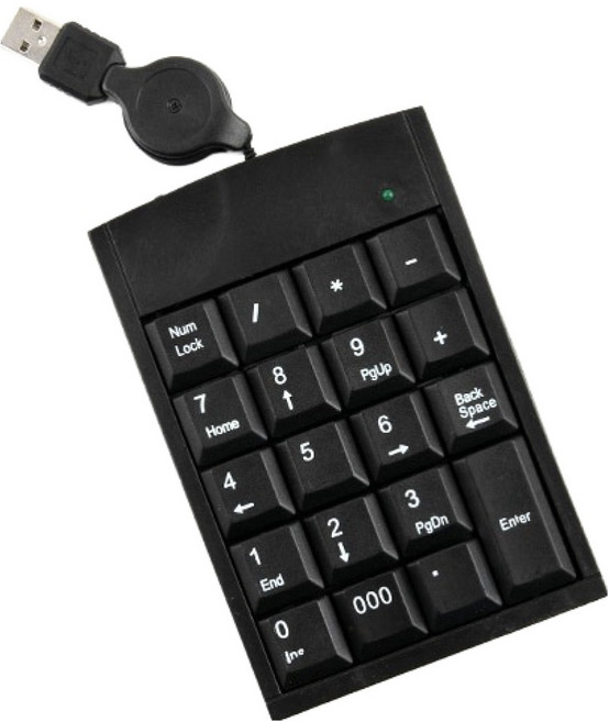 컴스 키패드 USB 자동감김 19 key 키보드, Black, ITA628
