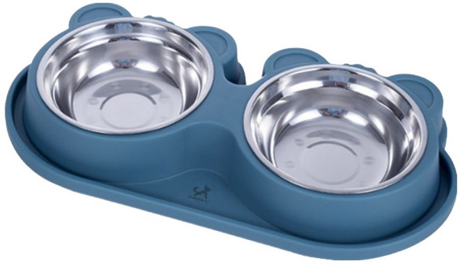 딩동펫 반려동물 투베어 스텐 더블볼 급수식기, 네이비, 1개