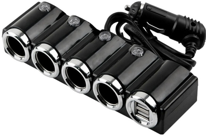 컴스 12V 차량용 시가 소켓 4포트 4구 USB 시가잭 고출력 ITB762, 1개, 70cm