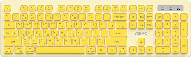 앱코 오피스 마스터 저소음 슬림 무선 키보드, 옐로우, AK10, 제조사축