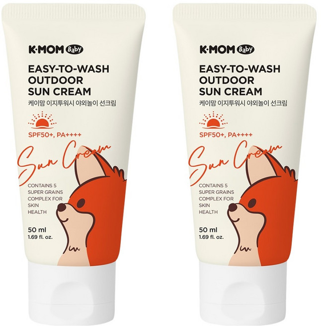 케이맘 이지투워시 야외놀이 선크림 SPF50+ PA++++, 50ml, 2개