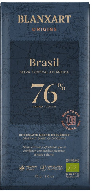 블랑사르트 유기농 다크 76% 빈투바 초콜릿, 1개, 75g