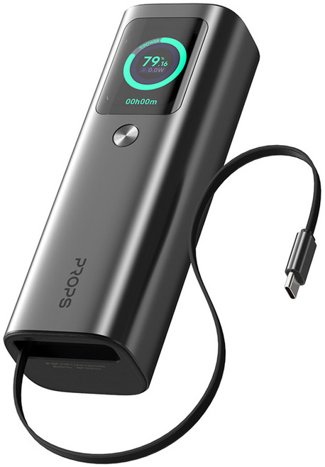 프롭스 차지고 프로 165W 릴케이블 초고속 충전 대용량 보조배터리 20000mAh, 스페이스 그레이, PFB200G20