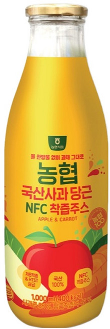 Nonghyupsikpum 蘋果胡蘿蔔 NFC 殺菌果汁, 1個, 1L