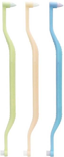 딩동펫 반려동물 포인트 더블 칫솔 3종 세트, 그린, 살몬, 블루, 1세트