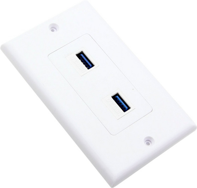 컴스 월 플레이트 USB 3.0 2포트 + 모듈 벽면 매립 설치 세트 NT195, 1세트