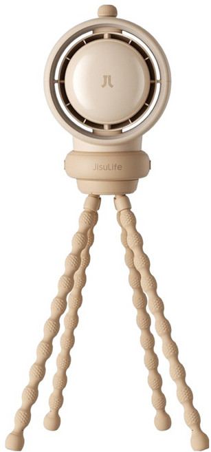 지수라이프 BLDC 블레이드리스 미니 휴대용 문어발 선풍기 Stroller Fan Life2 S, 베이지 브라운, 1개