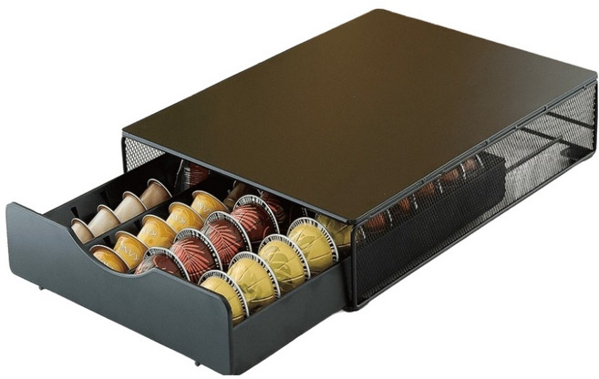 유얼홈 홈카페 멀티 커피캡슐 철제서랍 40구 홀더, 블랙, 1개