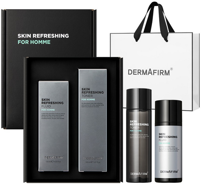 더마펌 스킨 리프레싱 포 옴므 스킨케어 2종 세트 + 쇼핑백, 1세트