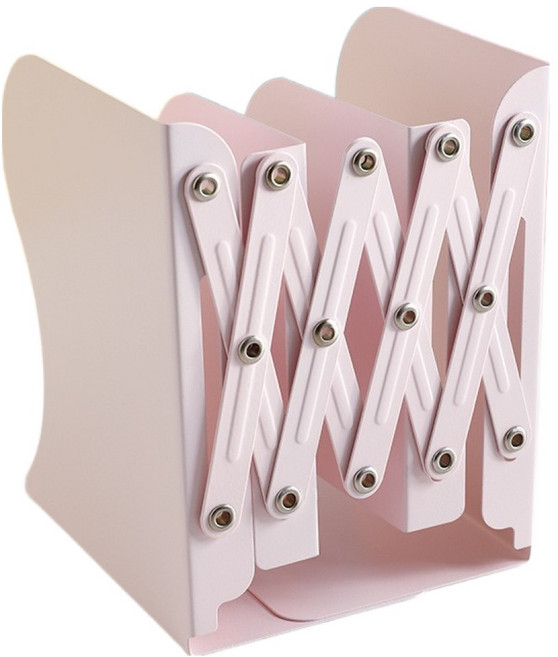 마르벨라 아코디언 길이조절 책상용 책꽂이, 핑크