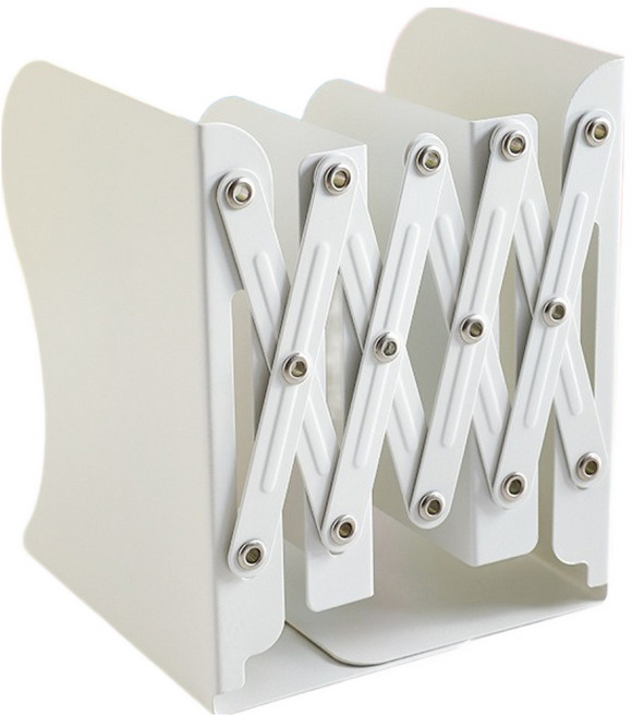 마르벨라 아코디언 길이조절 책상용 책꽂이, 화이트