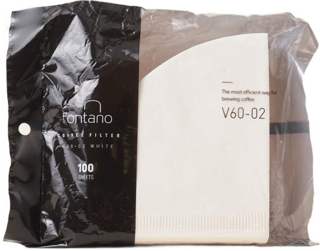 폰타노 커피 필터 1~4인용 화이트 V60-02, 1개, 100개입