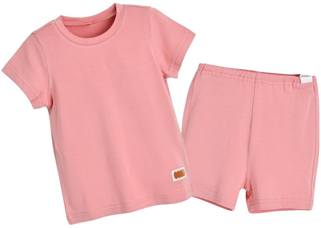 moimoln 兒童E-band嫘縈彈性短袖上下衣套裝 M242NNN63P