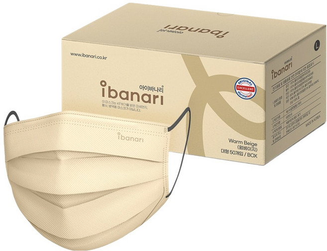 아이바나리 덴탈 마스크 대형, 50매입, 1개, 웜베이지