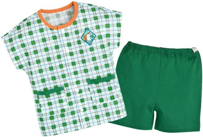 moimoln 兒童方格短袖上下套裝 M242NNN46P