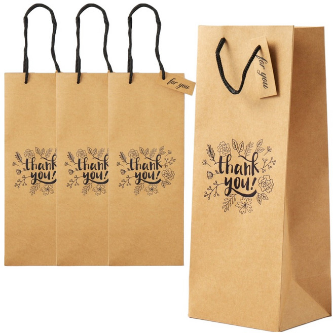 크라프트 선물 쇼핑백, 혼합색상, 4개