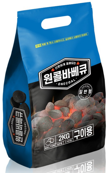 원콜숯 캠핑 야자 숯 바베큐 차콜, 2kg, 1개