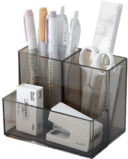 코레시스 다용도 연필꽂이 책상 오거나이저, 투명그레이, 1개