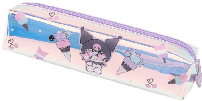 산리오캐릭터 홀로그램 슬림 파우치형 사각필통 쿠로미, 혼합색상, 1개