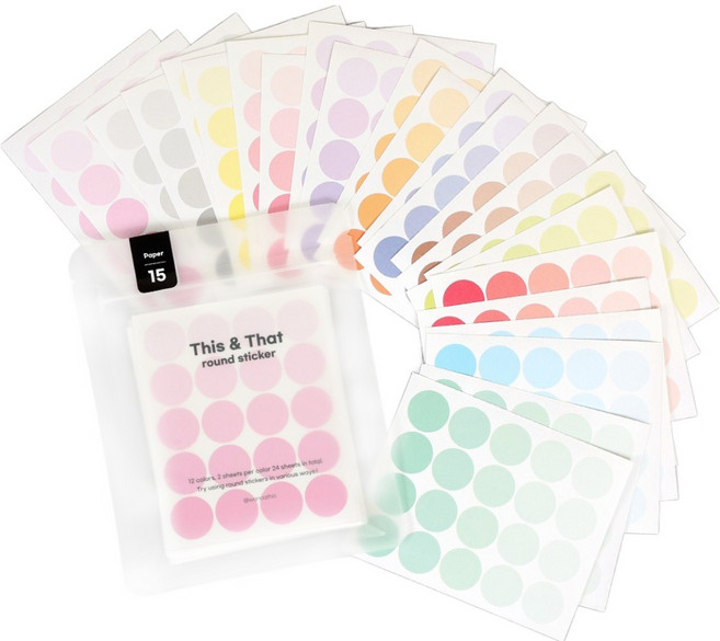 워너디스 디스앤뎃 원형 스티커 칼라 12종 x 2p 세트, 종이, 1세트