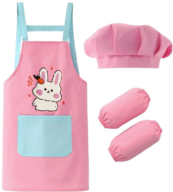 키즈트리 아동용 문화센터 미술놀이 앞치마 + 팔토시 + 두건 세트 WQ-006