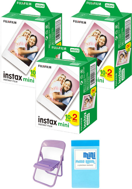 FUJIFILM 富士 instax 拍立得相片紙 60張 + 椅子造型相片架 + 相本, 1組, 單一商品
