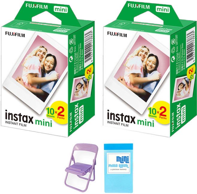 FUJIFILM 富士 Instax mini 空白底片 40張 + 椅子造型支架 顏色隨機 + 小相冊, 1組, 單一商品