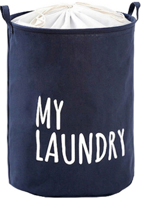 원티크 대용량 접이식 패브릭 빨래바구니, 네이비