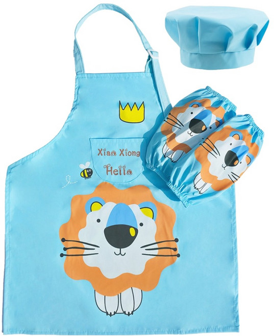 키즈트리 아동용 미술놀이 방수 앞치마 + 팔토시 + 두건 세트 WQ-004