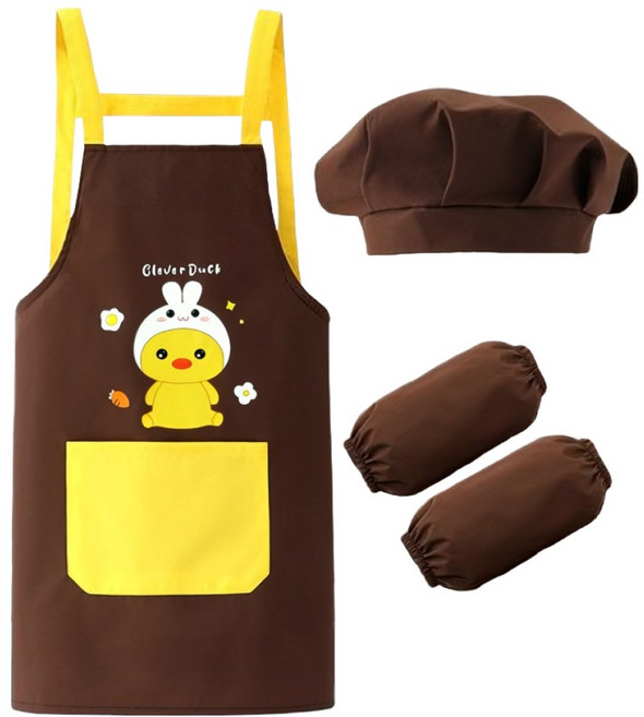 키즈트리 아동용 문화센터 미술놀이 앞치마 + 팔토시 + 두건 세트 WQ-006