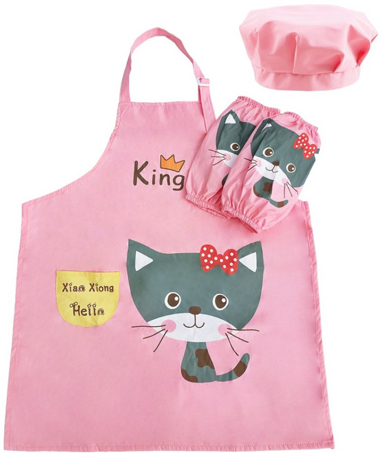 키즈트리 아동용 미술놀이 방수 앞치마 + 팔토시 + 두건 세트 WQ-004