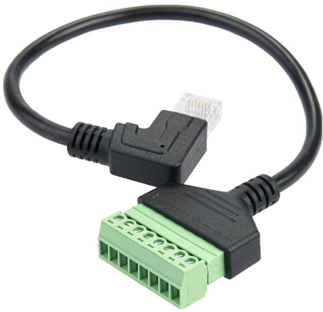 컴스 터미널 변환 케이블 RJ45 M 8Pin 터미널 꺾임 IH590, 1개, 25cm