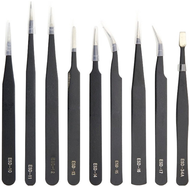 컴스 정밀 핀셋 정전기 방지 핀셋 9p 세트 ID746, 1세트