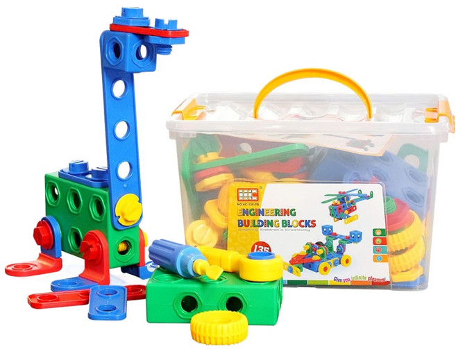 아리아띠 엔지니어링 빌딩 블록 135pcs, 혼합색상, 1개