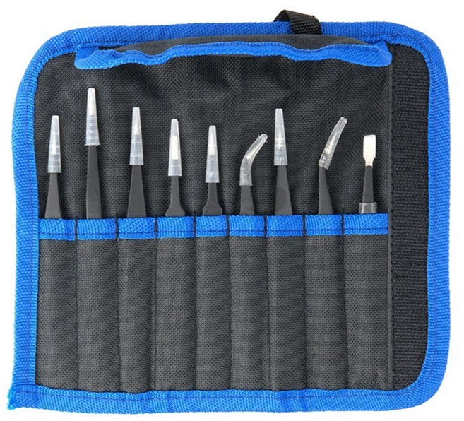 컴스 정밀 핀셋 세트 9PCS 정전기방지 네일 비즈공예 수리 쪽집게 BD852, 1개