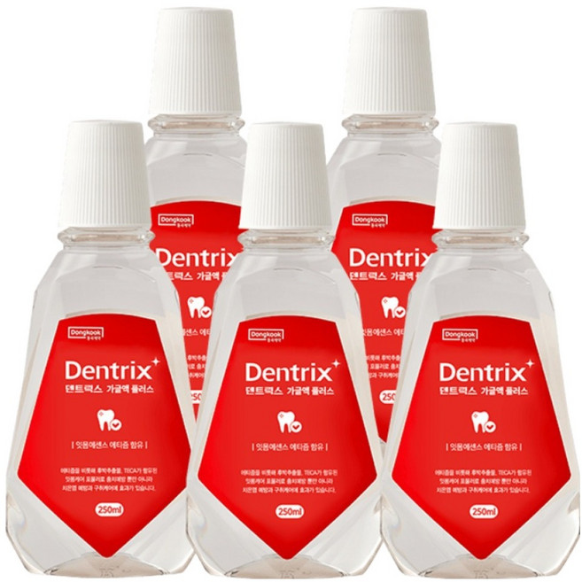 덴트릭스 가글액 플러스 구강청결제, 250ml, 5개