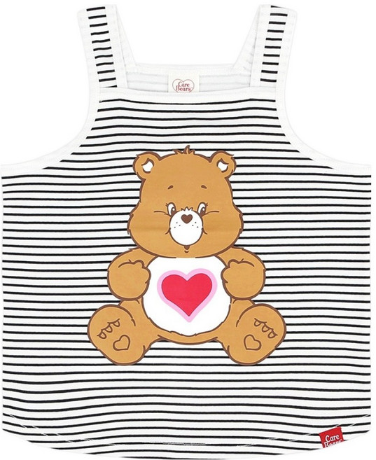 Care Bears 女童透氣溫柔愛心熊細條紋短版T恤
