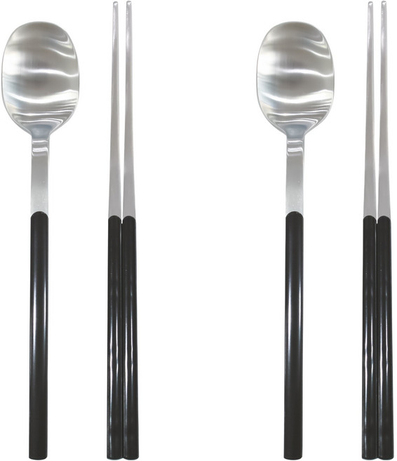 보겐 샤르망 샤틴 수저 2인 세트, 블랙, 1세트, 숟가락 2p + 젓가락 2p