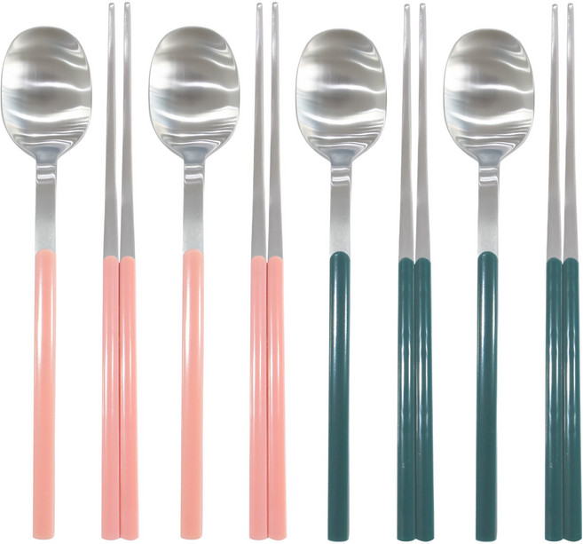 보겐 샤르망 샤틴 수저 4인 세트, 소프트핑크, 올리브, 1세트, 숟가락 4p + 젓가락 4p