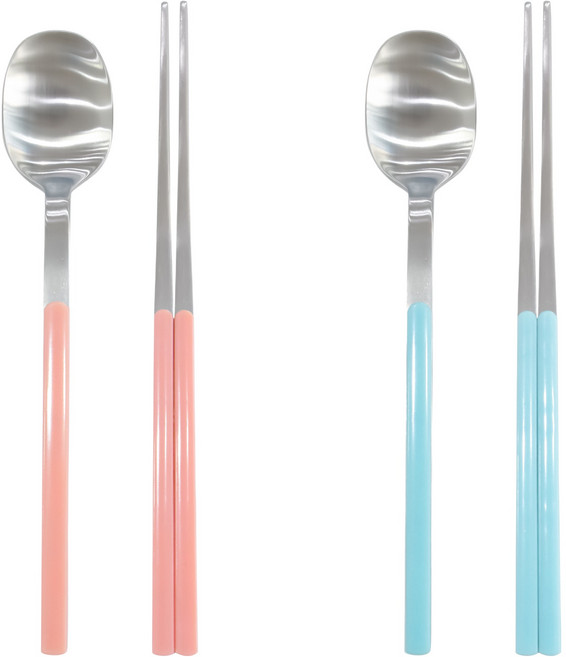 보겐 샤르망 샤틴 수저 2인 세트, 소프트핑크, 소프트블루, 1세트, 숟가락 2p + 젓가락 2p