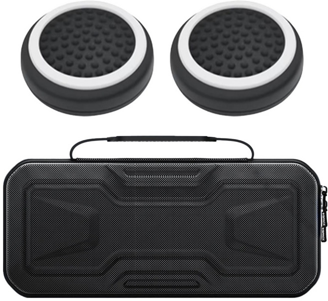 스페이스쉴드 소니 PS Portal 플레이스테이션 포탈 호환 EVA 수납 하드 파우치 + 라인 엠보 실리콘 스틱캡 2p 세트, 블랙, 1세트