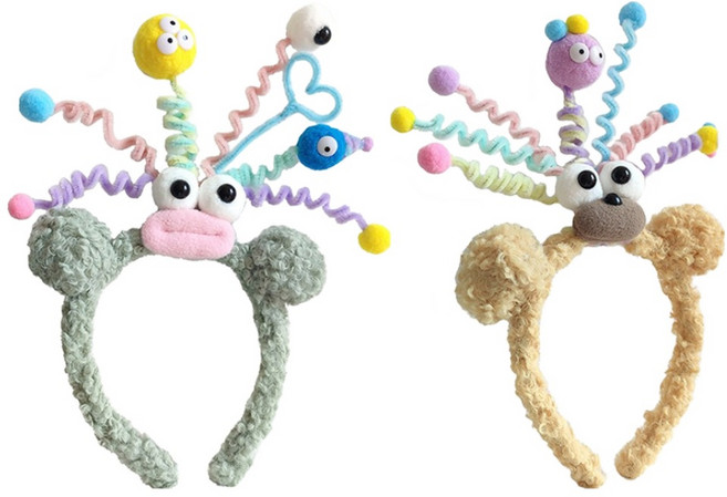 코히모 뽀글이 파티 스프링 머리띠 2종 세트 5W0243, 민트, 옐로우, 1세트