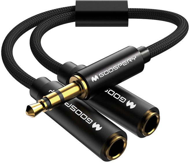 구스페리 4극 오디오 이어폰 분배기 AUX 케이블 3.5mm, 블랙, 1개