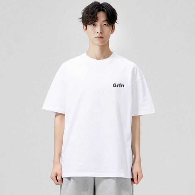 그랜피니 어센틱 오버핏 이모티콘 그래픽 프린팅 라운드 20수 반팔 티셔츠