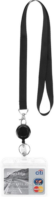 오비크 교통카드 사원증 릴홀더 목걸이 가로형, 블랙, 1개