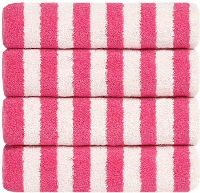 테토 수건 230g 수피마, 스트라이프 핑크, 4개