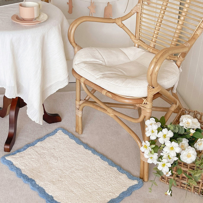 한일카페트 순면 베리 발매트, 아이보리블루