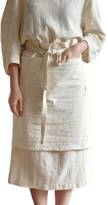 더안 린넨 허리 앞치마, 아이보리, 1개
